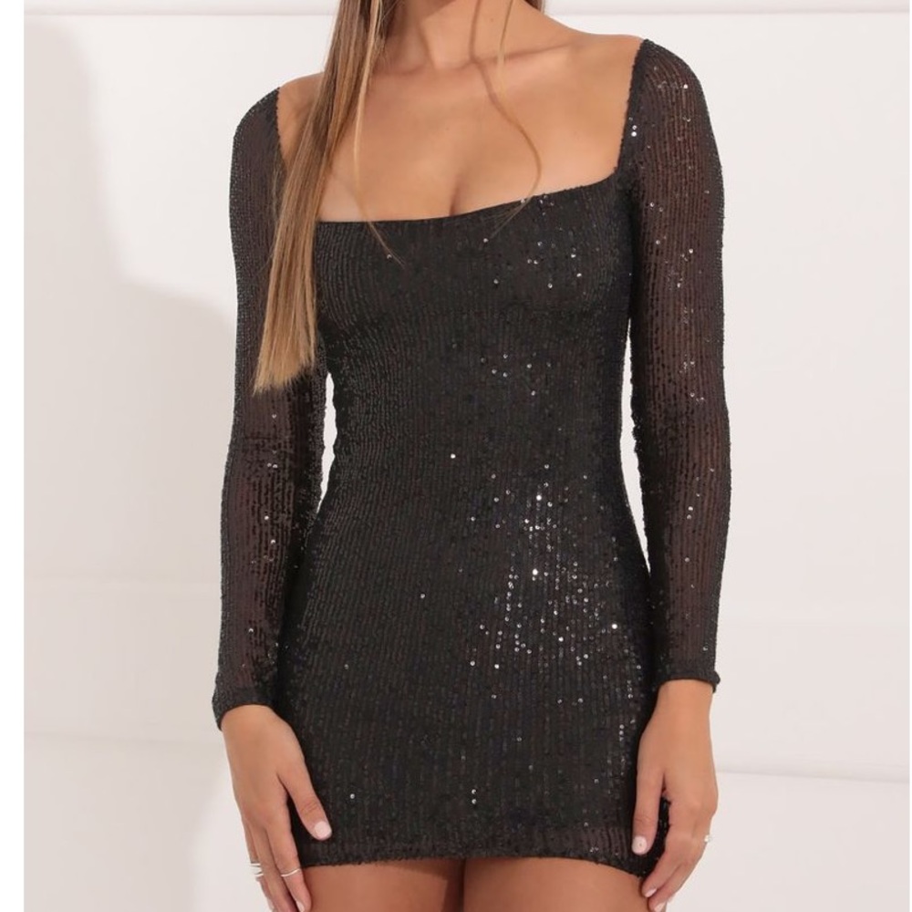 Black lucy in the sky long sleeve black dress